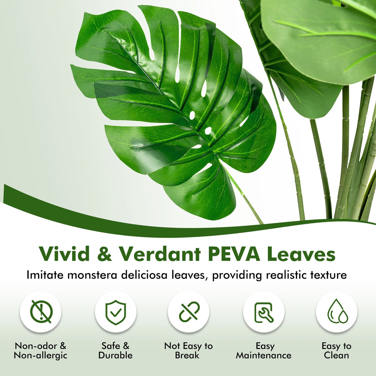 Set of 2 - 5 Foot Artificial Monstera Deliciosa Trees with Lush Greenery