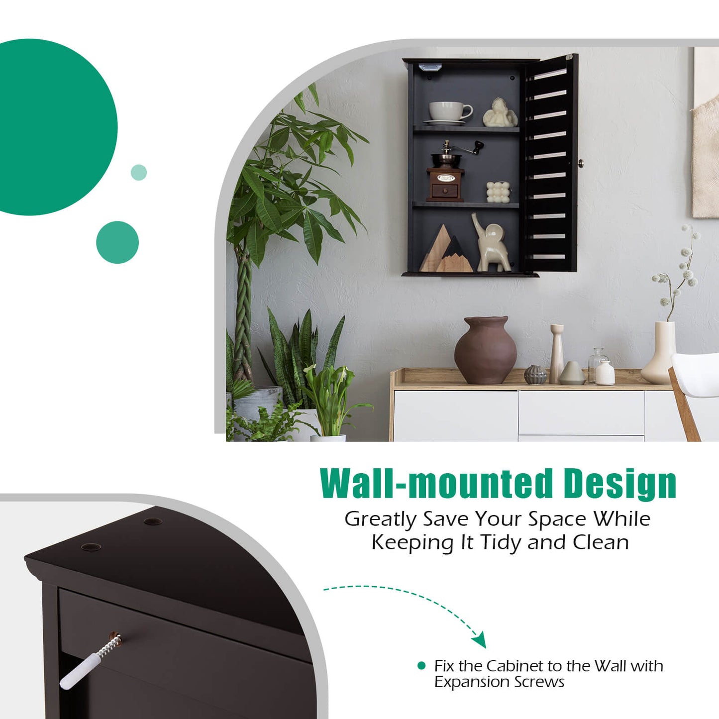 Wall-Mounted Medicine Cabinet with Adjustable Shelves and Louver Door