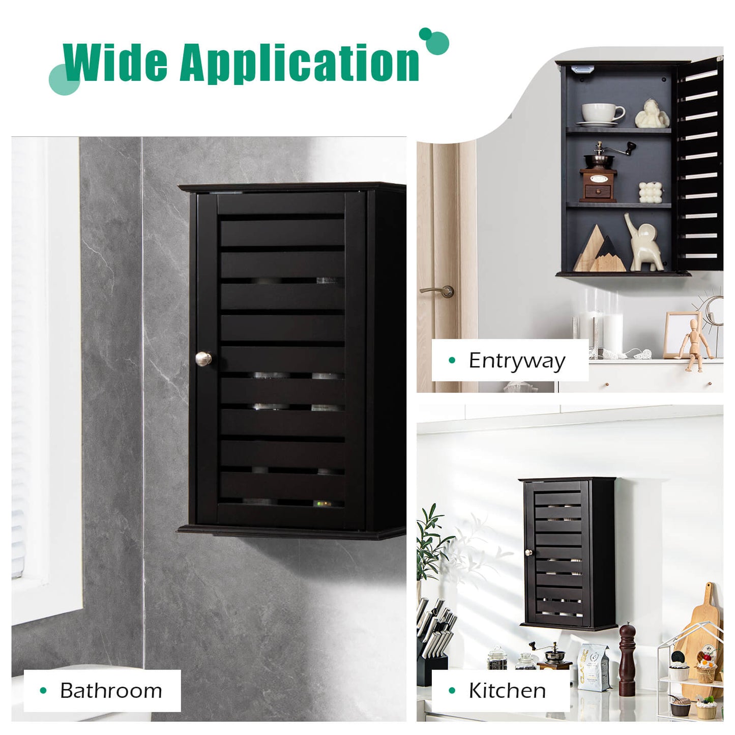 Wall-Mounted Medicine Cabinet with Adjustable Shelves and Louver Door
