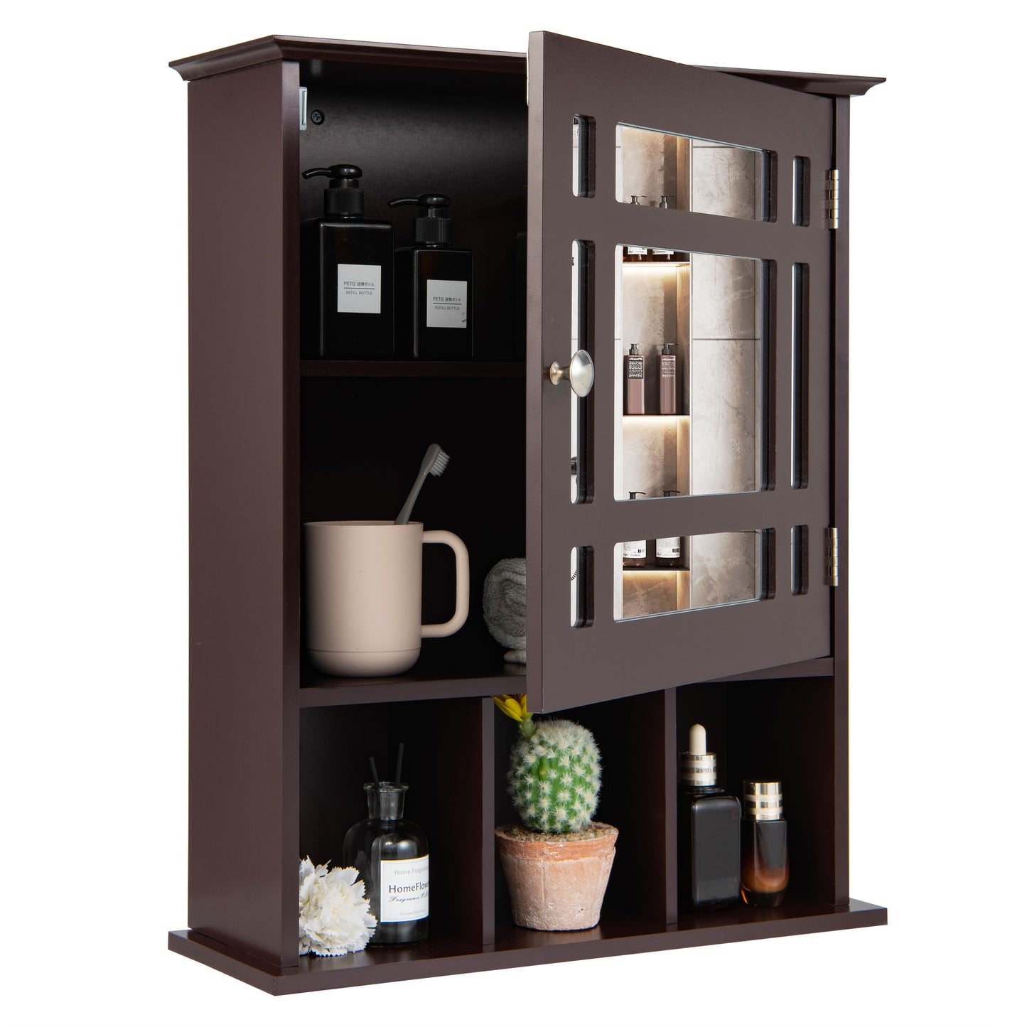 Elegant Wall-Mounted Bathroom Cabinet with Mirror & Adjustable Storage