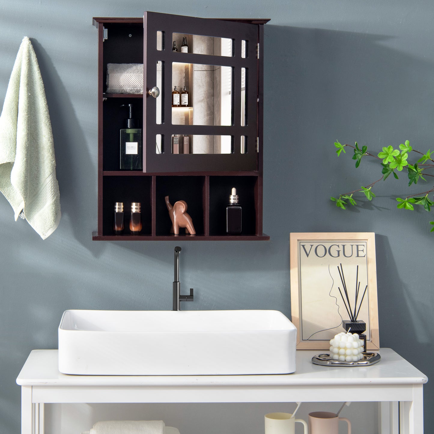 Elegant Wall-Mounted Bathroom Cabinet with Mirror & Adjustable Storage