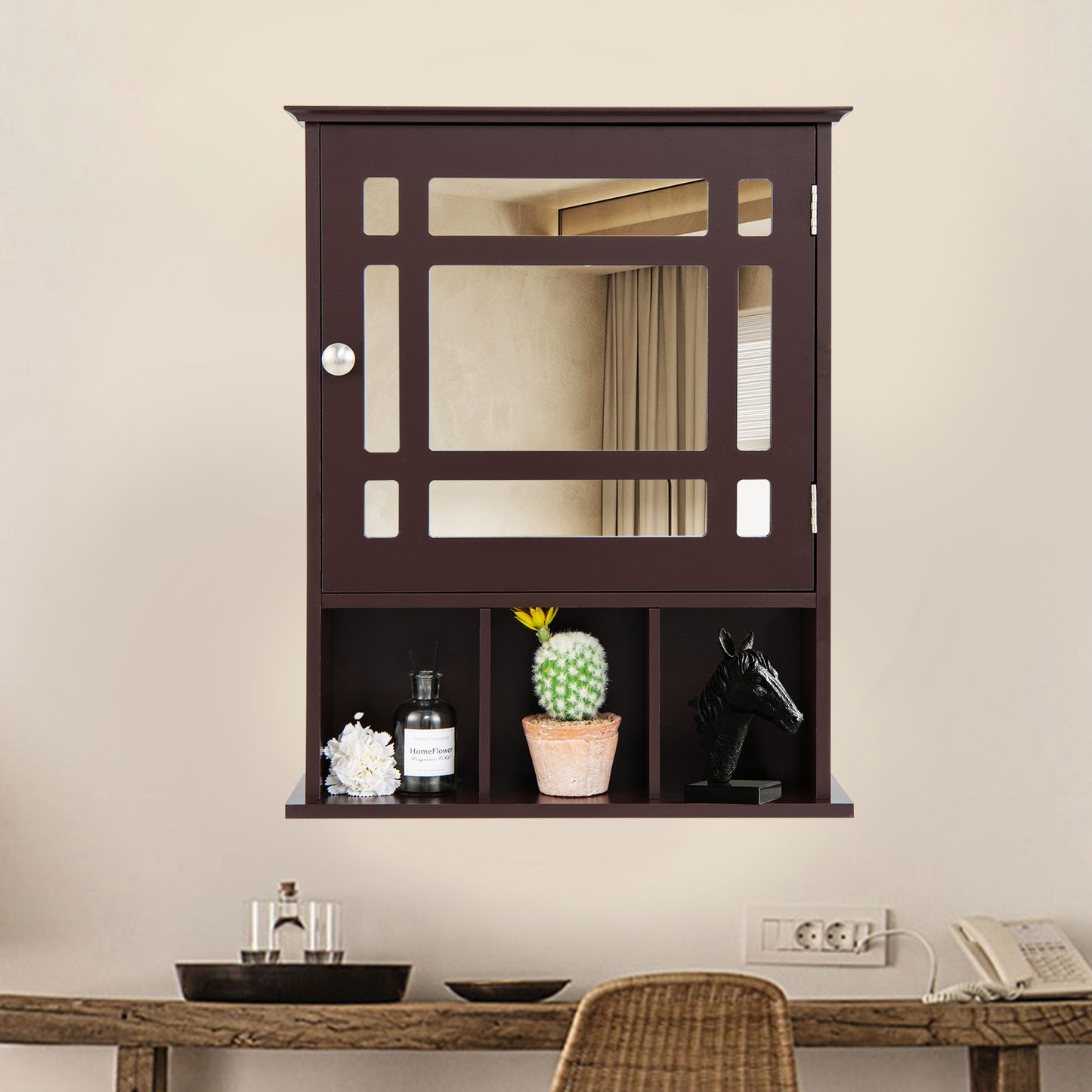 Elegant Wall-Mounted Bathroom Cabinet with Mirror & Adjustable Storage