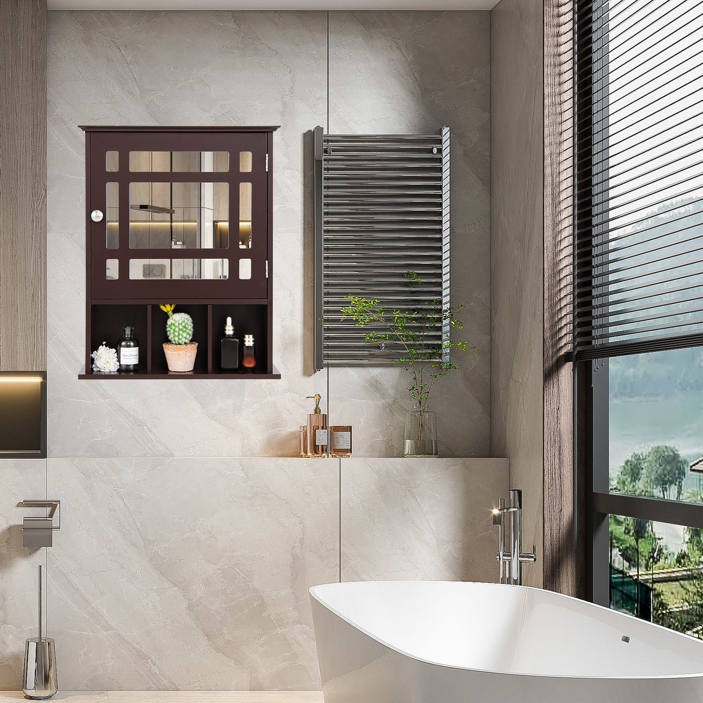 Elegant Wall-Mounted Bathroom Cabinet with Mirror & Adjustable Storage