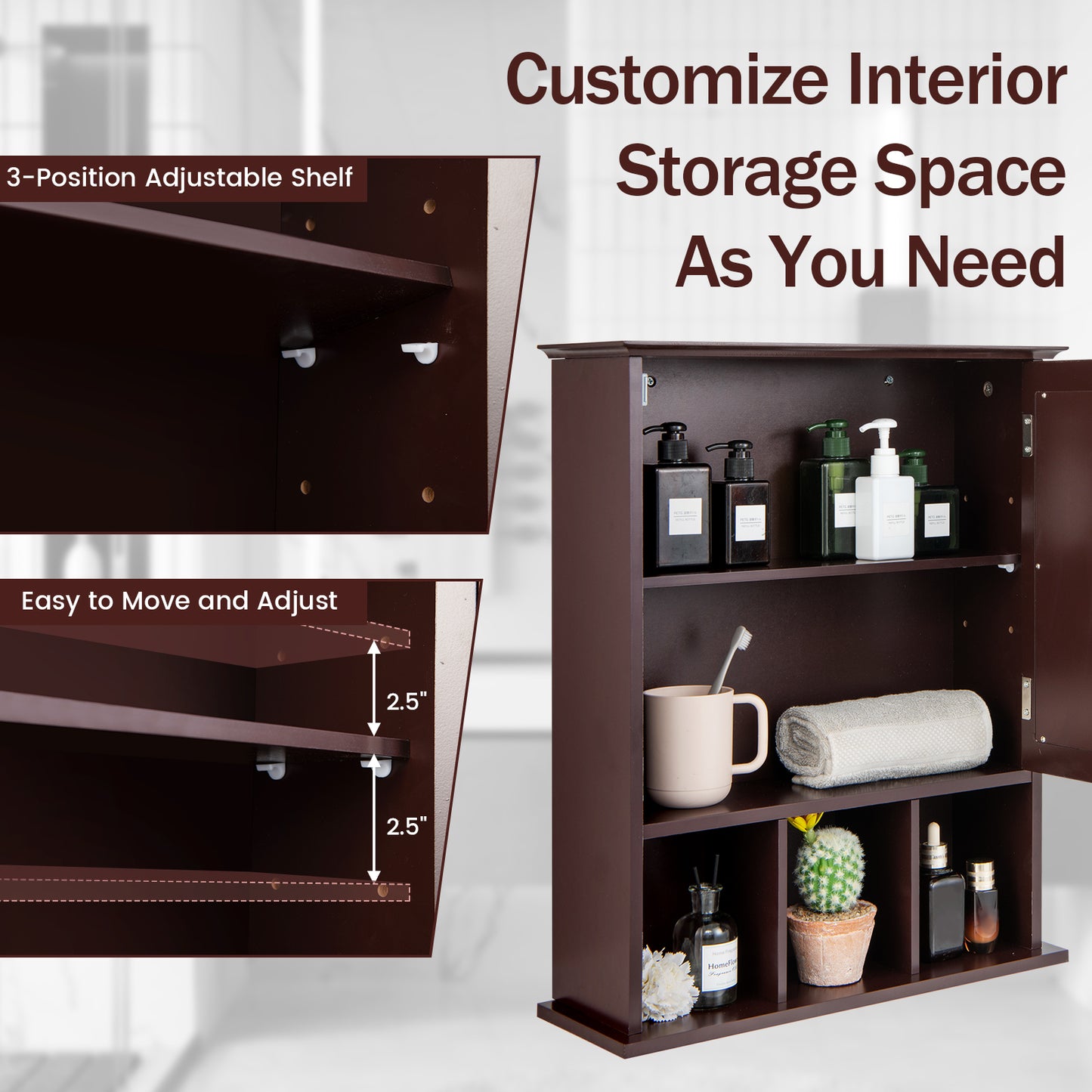 Elegant Wall-Mounted Bathroom Cabinet with Mirror & Adjustable Storage