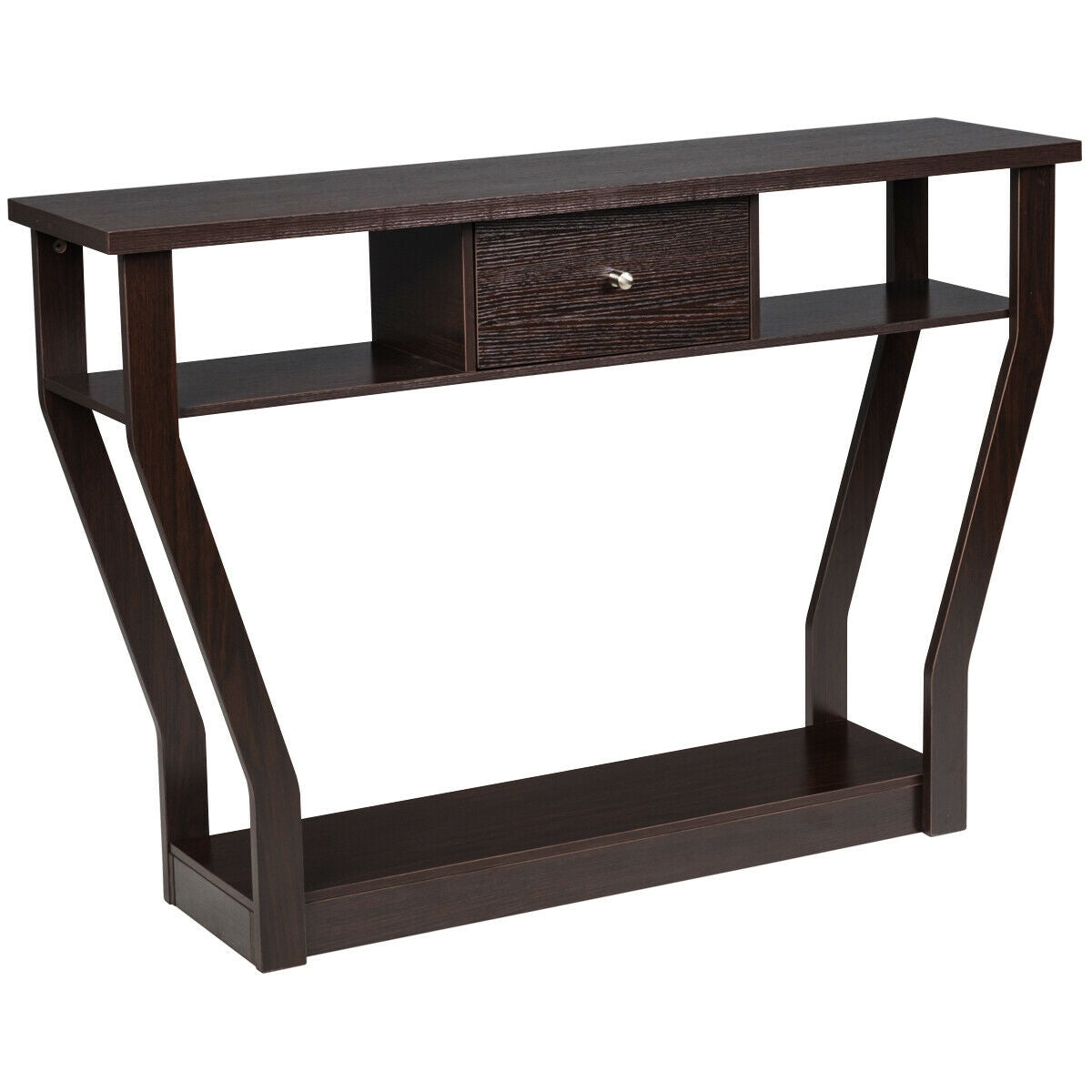 Elegant Console Table with Storage Drawer and Open Shelf for Hallway or Living Room - Brown