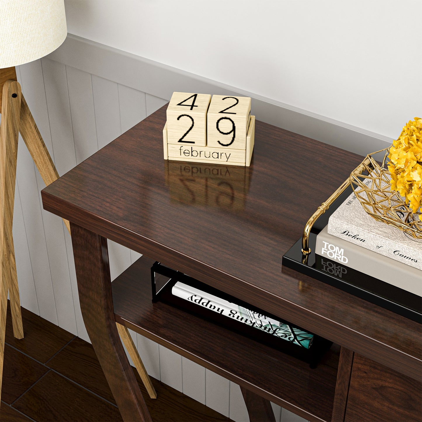 Elegant Console Table with Storage Drawer and Open Shelf for Hallway or Living Room - Brown