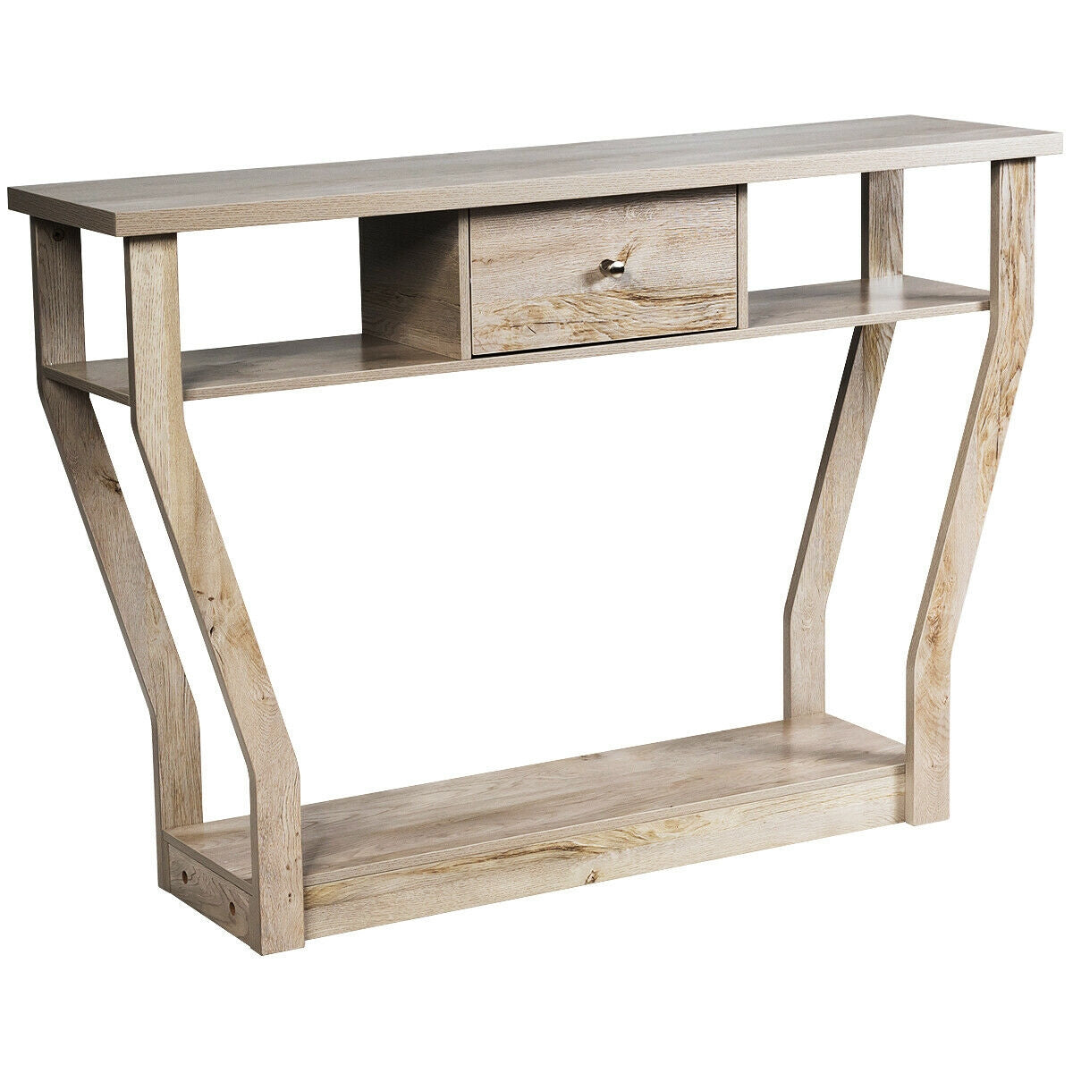 Elegant Console Table with Storage Drawer and Open Shelf for Hallway or Living Room - Grey