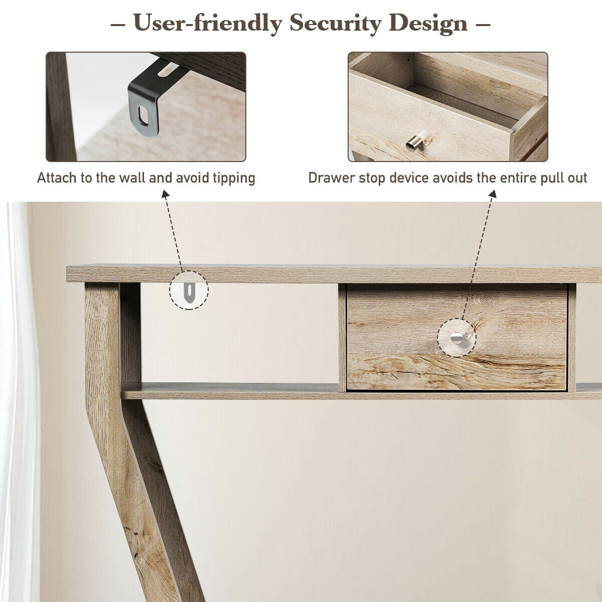 Elegant Console Table with Storage Drawer and Open Shelf for Hallway or Living Room - Grey
