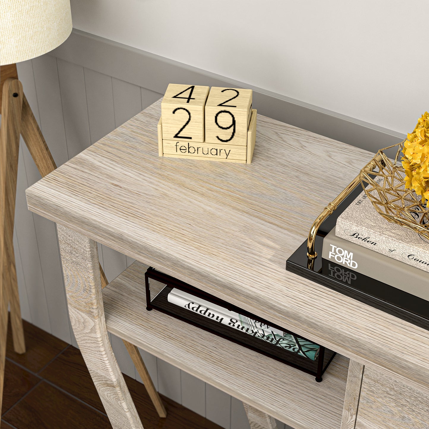 Elegant Console Table with Storage Drawer and Open Shelf for Hallway or Living Room - Grey