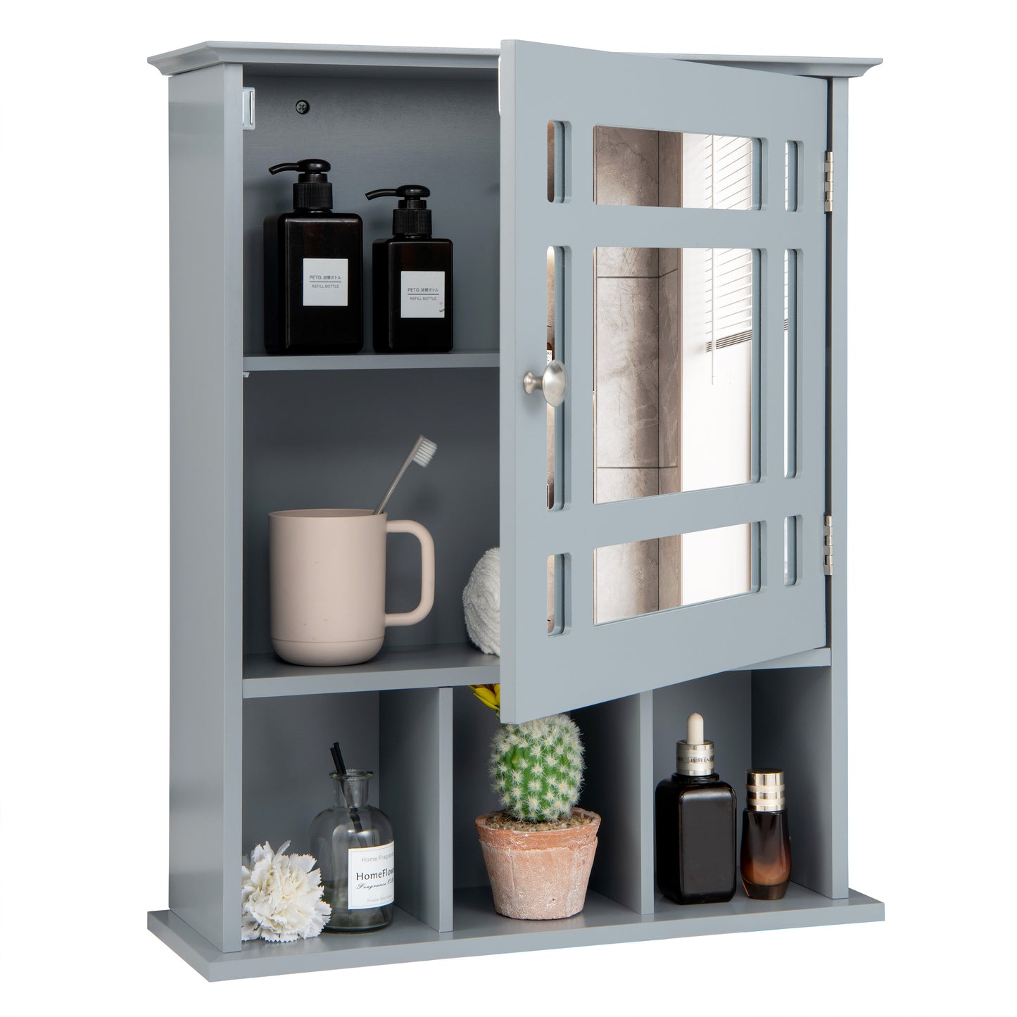 Elegant Wall-Mounted Bathroom Cabinet with Mirror & Adjustable Storage
