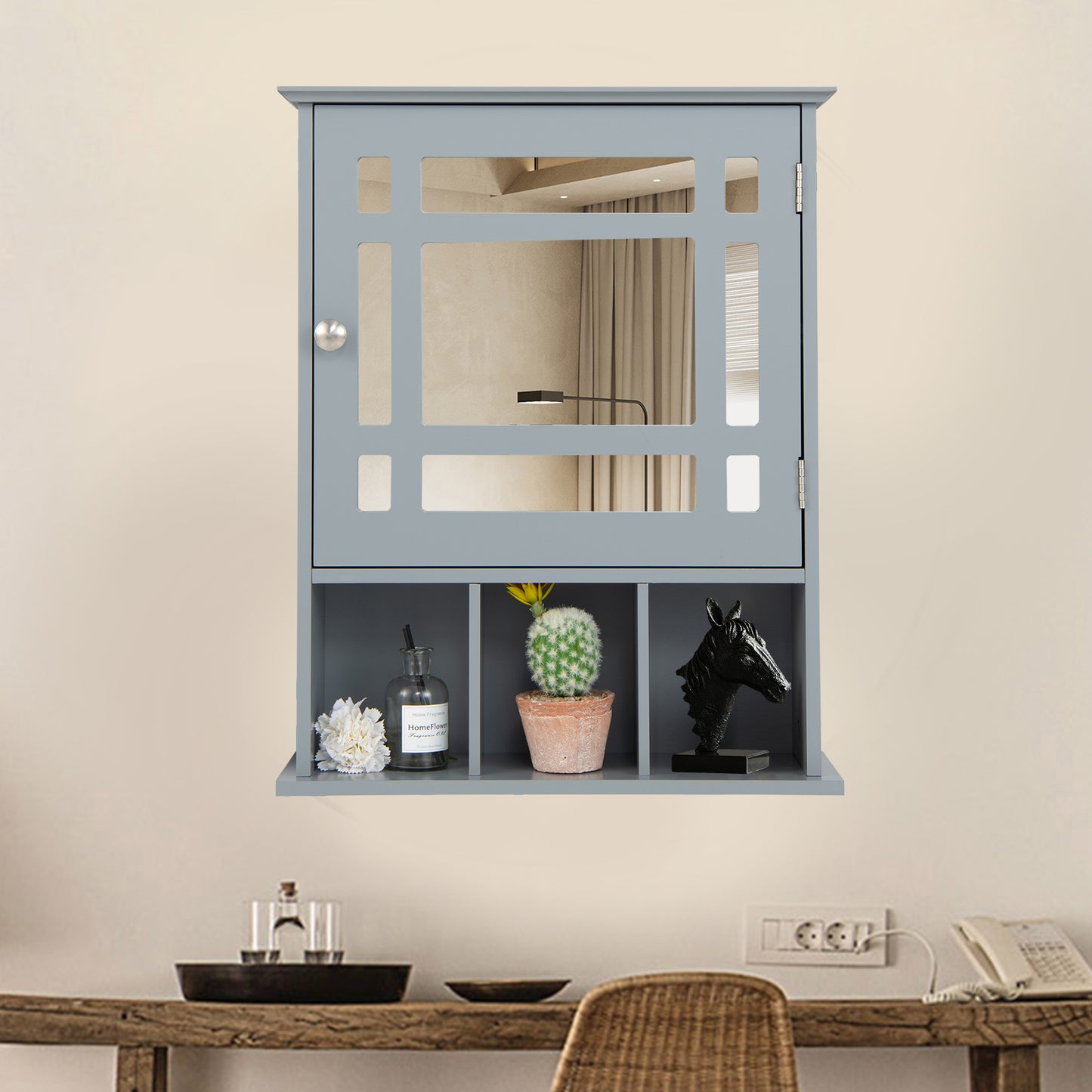 Elegant Wall-Mounted Bathroom Cabinet with Mirror & Adjustable Storage