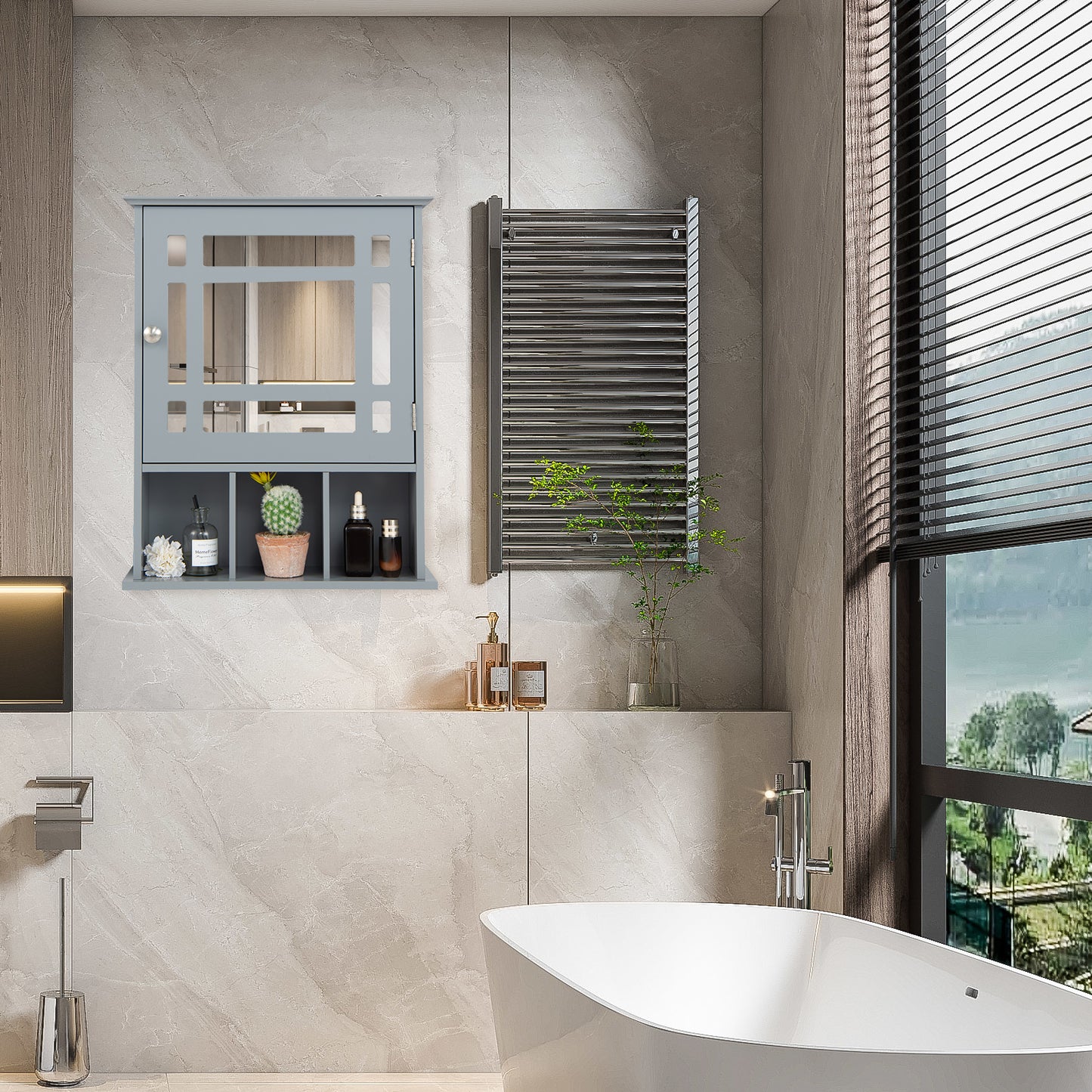 Elegant Wall-Mounted Bathroom Cabinet with Mirror & Adjustable Storage