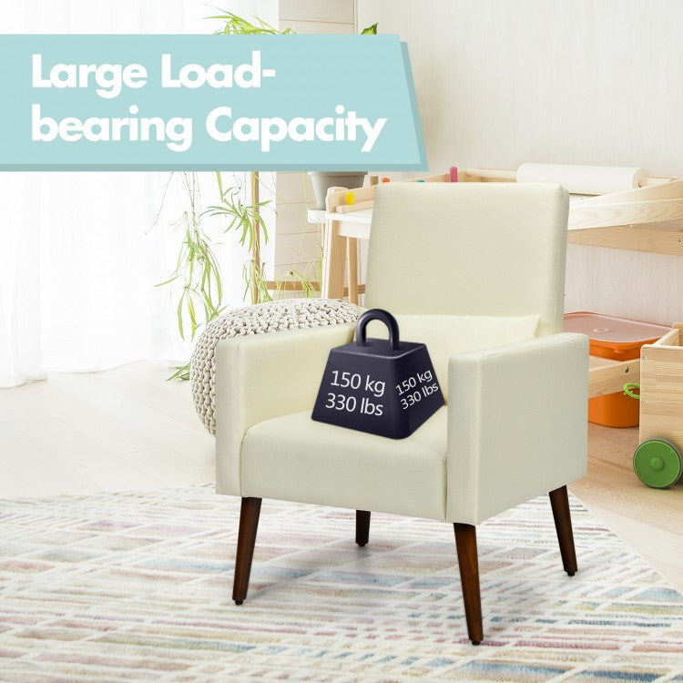 Convertible Rocking Chair and Accent Armchair with Cushion and Pillow in Beige