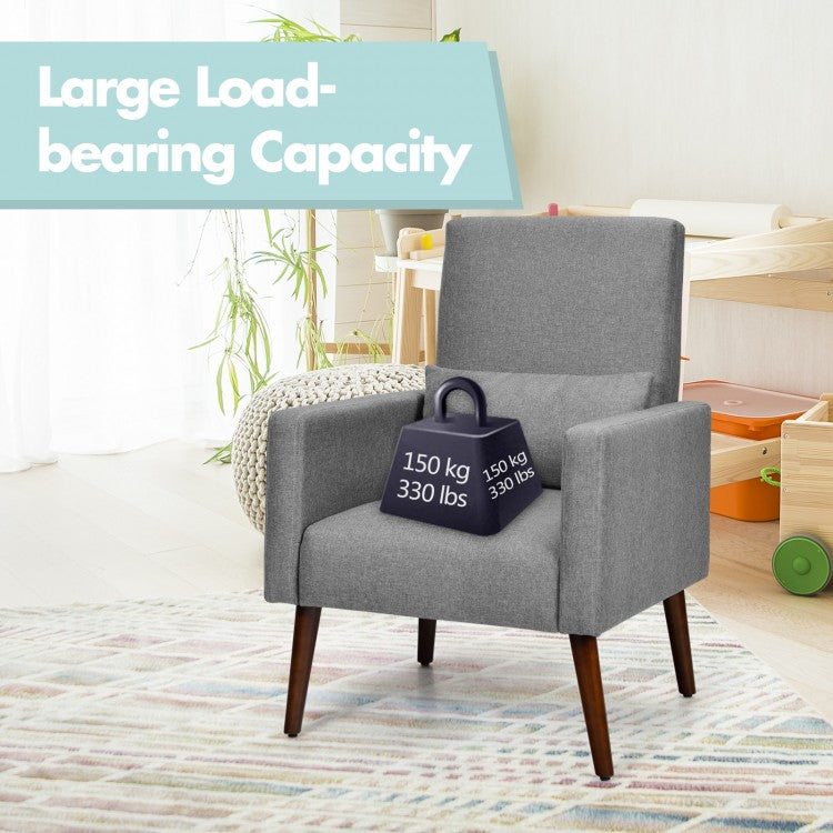 Convertible Rocking Chair and Accent Armchair with Cushion and Pillow in Grey