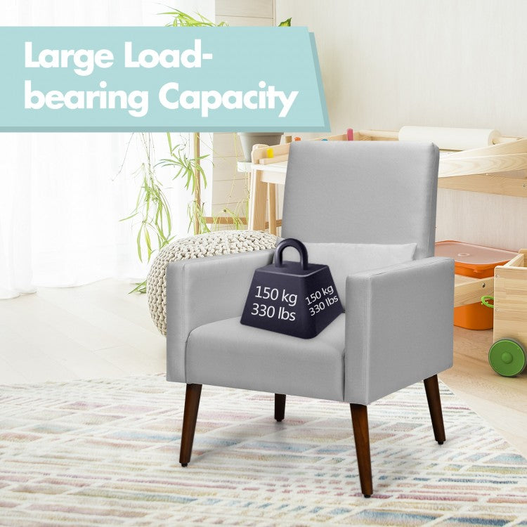 Convertible Rocking Chair and Accent Armchair with Cushion and Pillow in Light Grey