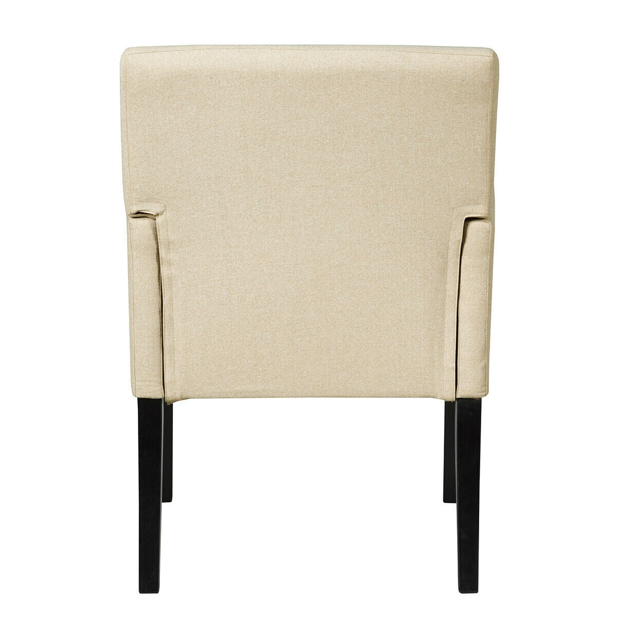 Modern Upholstered Guest Armchair with Curved Back and Solid Rubber Wood Legs in Beige
