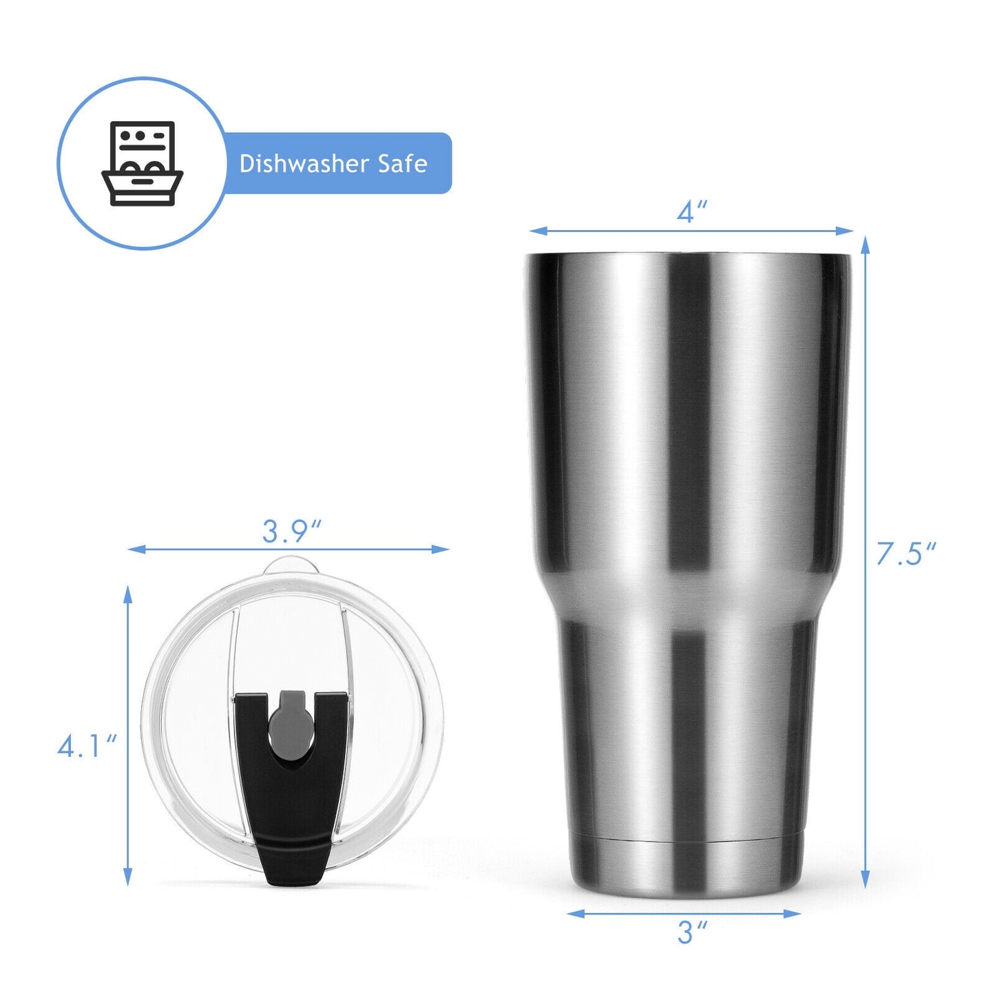 30oz Stainless Steel Tumbler – Double-Wall Insulated with Leak-Proof Lid