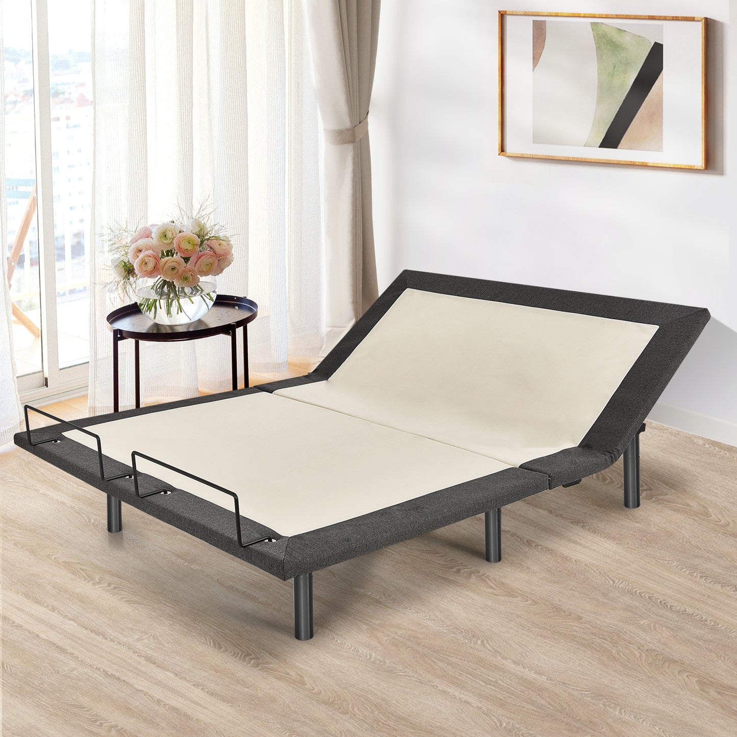 Queen Size Adjustable Electric Bed Frame with Massage Function & Customizable Positions
