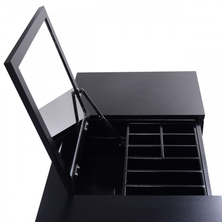 Elegant Vanity Set with Flip Mirror, Built-In Storage, and Comfort Seat – Black