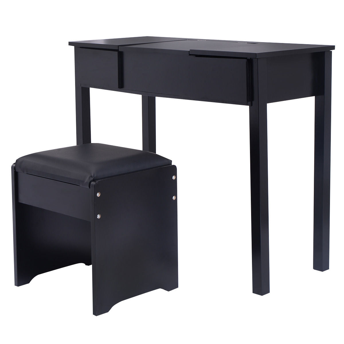 Elegant Vanity Set with Flip Mirror, Built-In Storage, and Comfort Seat – Black