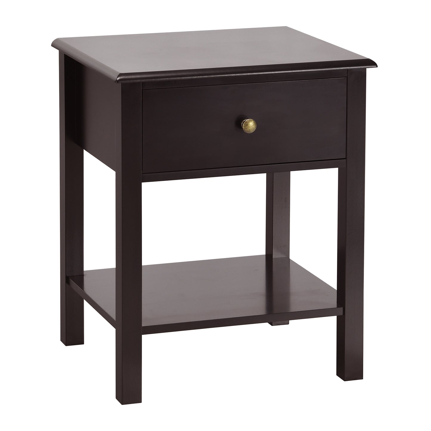 Modern Nightstand with Storage Drawer and Shelf – Brown