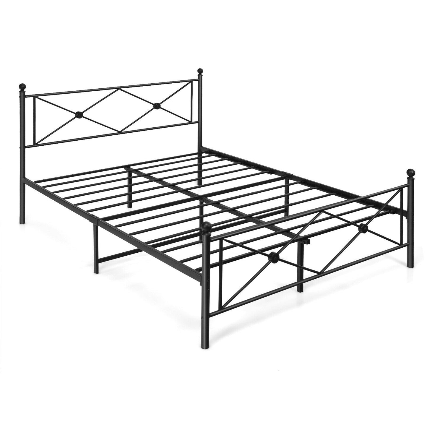 Sturdy Metal Platform Bed Frame with Headboard – Full Size