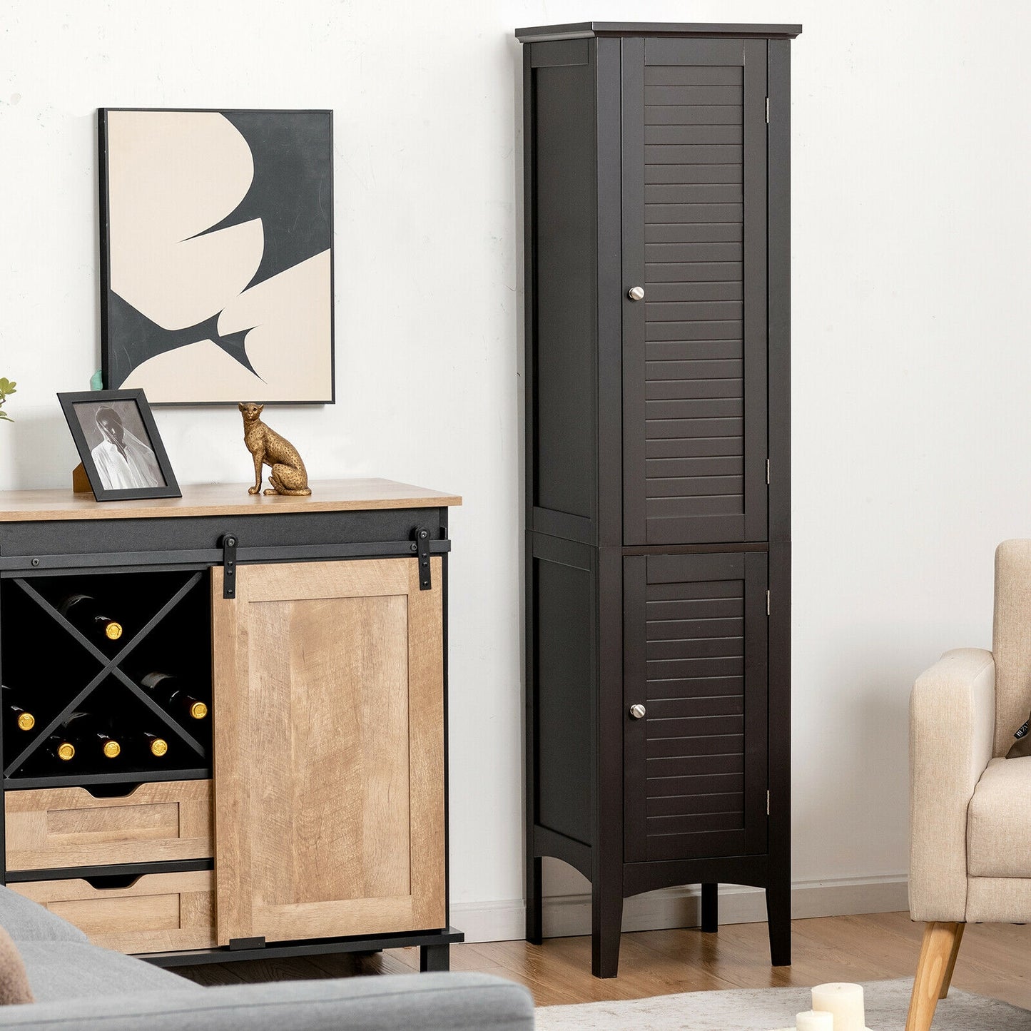Multi Functional Freestanding Storage Cabinet for Bathroom, Kitchen, and Living Room