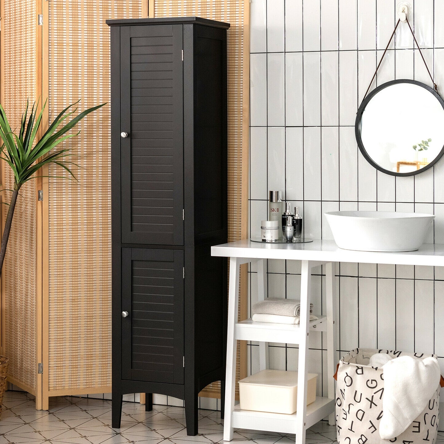 Multi Functional Freestanding Storage Cabinet for Bathroom, Kitchen, and Living Room