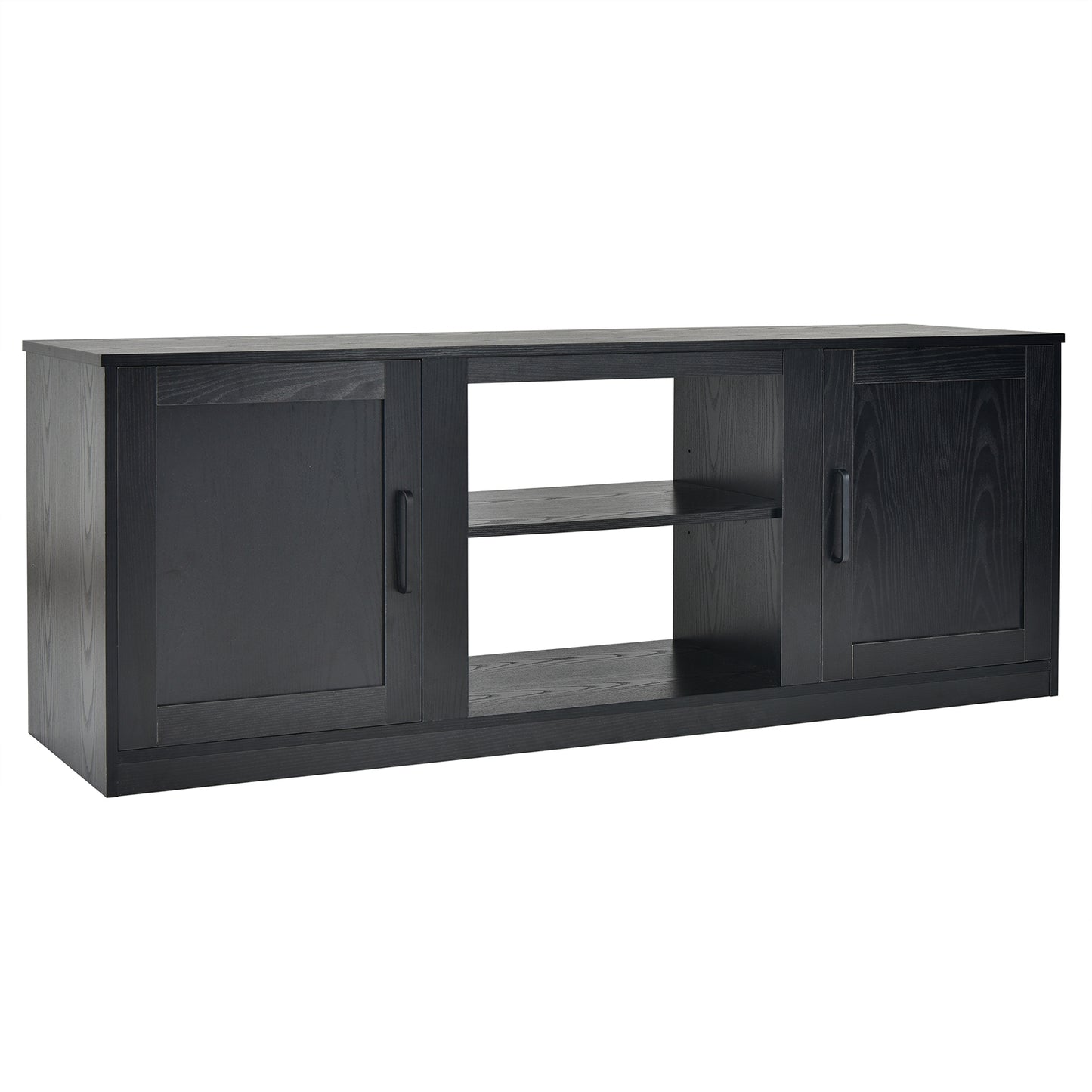 Rustic Entertainment Center for TVs up to 65 Inch with Cabinets and Fireplace Slot 58 Inch - Black