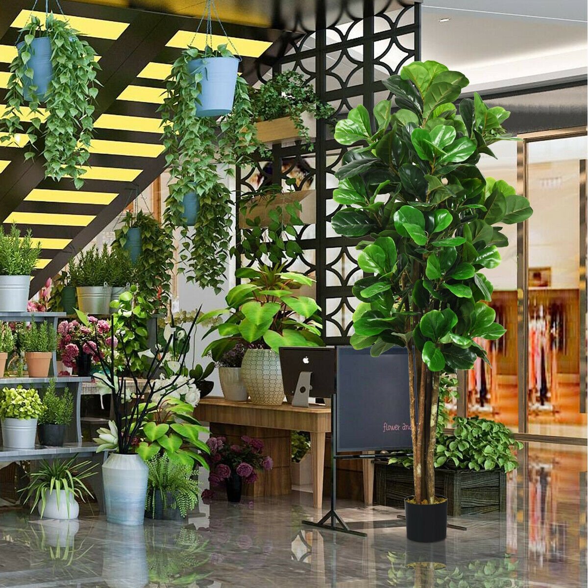 6 Foot Artificial Indoor/Outdoor Decorative Tree with Lush Greenery
