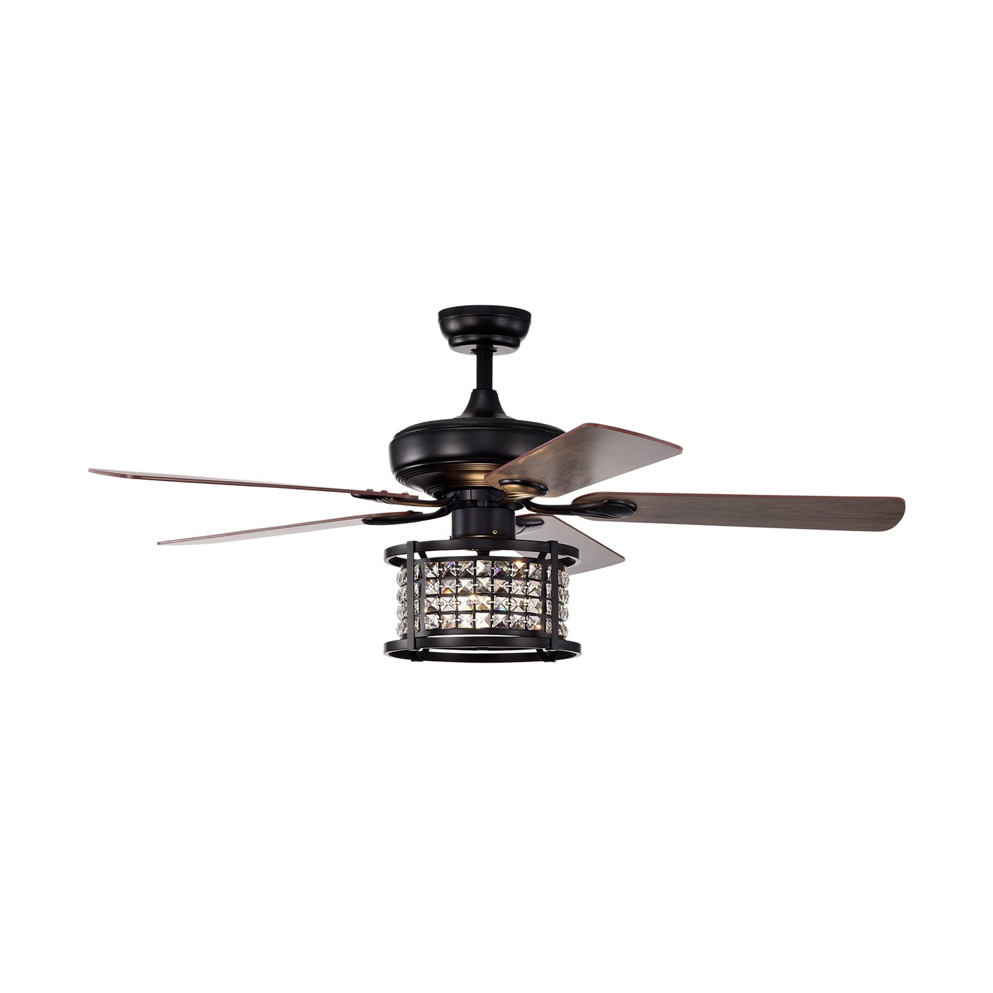 52 Inch Crystal Chandelier Ceiling Fan with 3 Speed Remote Control & Reversible Blades