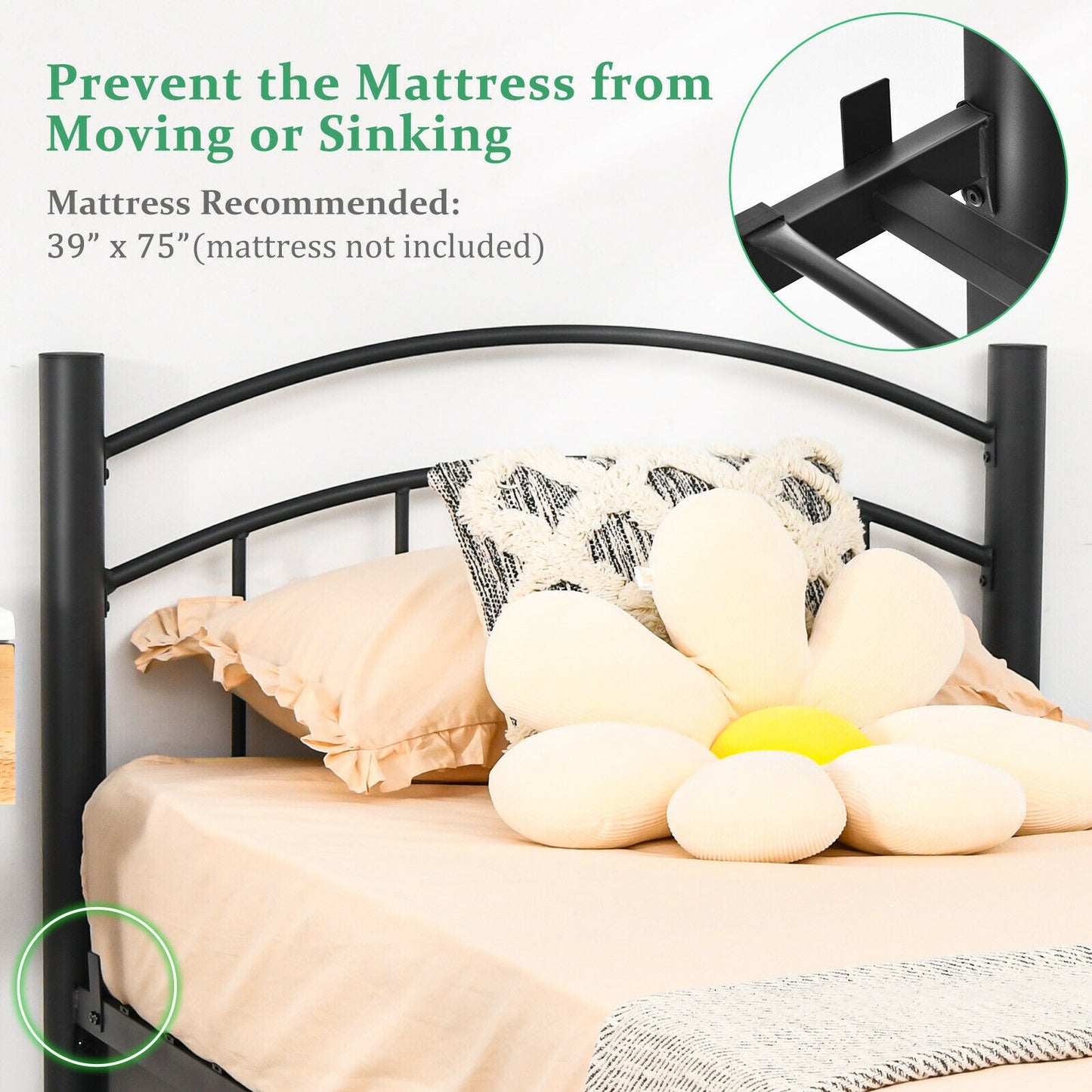 Elegant Platform Bed with Headboard and Footboard – Twin Size