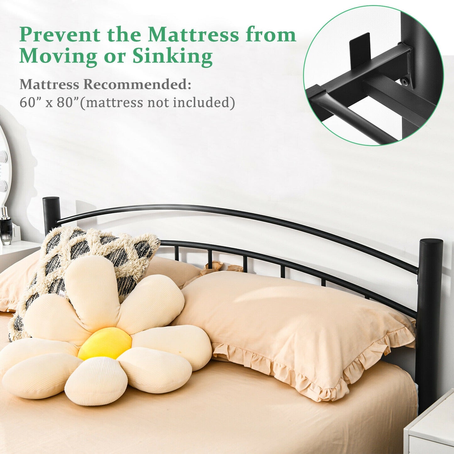 Elegant Platform Bed with Headboard and Footboard – Queen Size