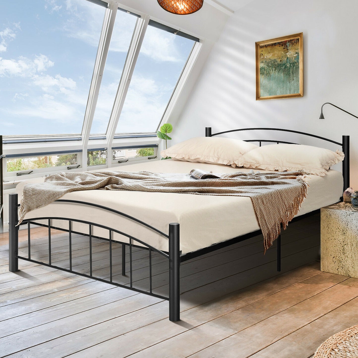 Elegant Platform Bed with Headboard and Footboard – Full Size