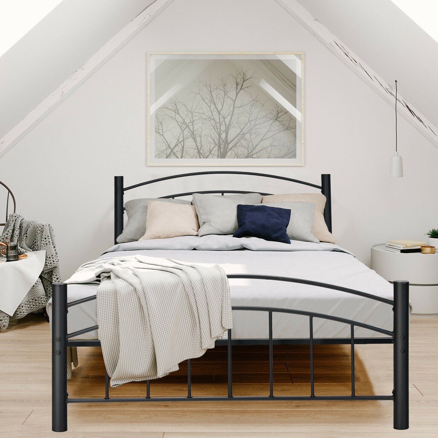 Elegant Platform Bed with Headboard and Footboard – Full Size