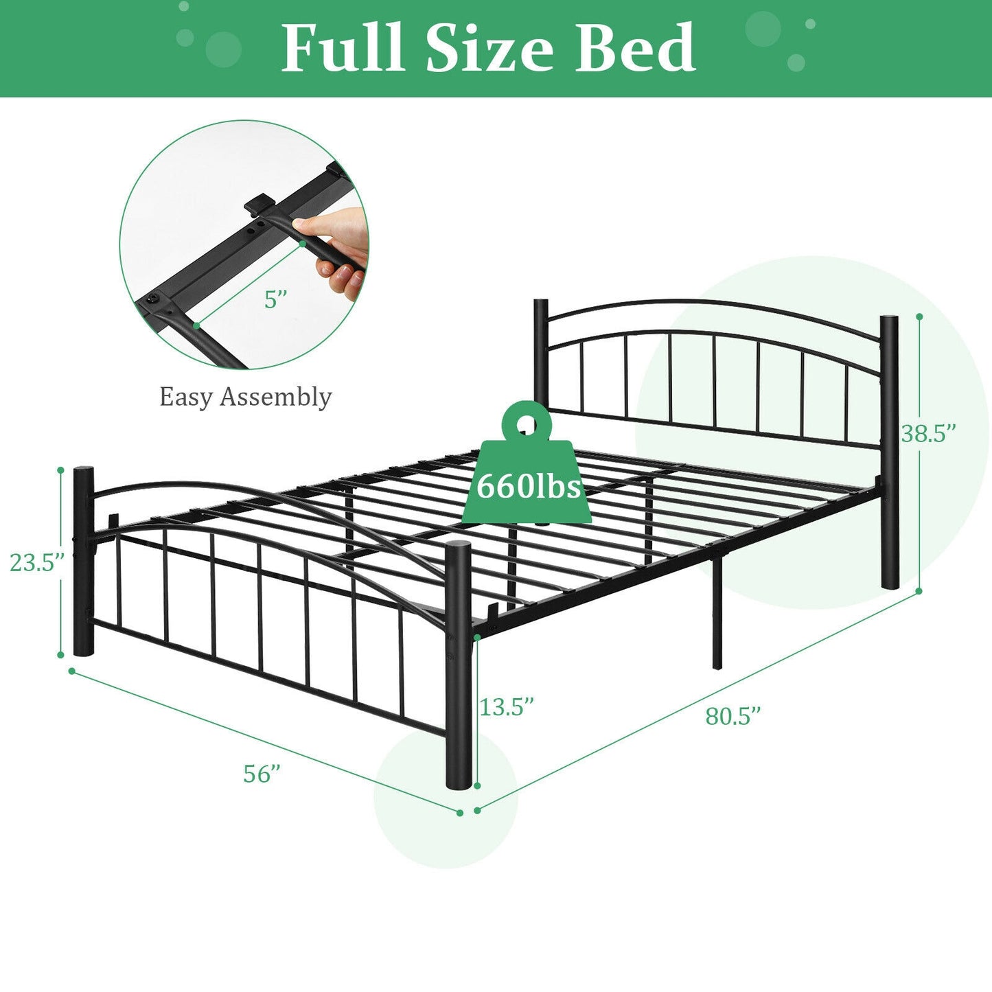 Elegant Platform Bed with Headboard and Footboard – Full Size