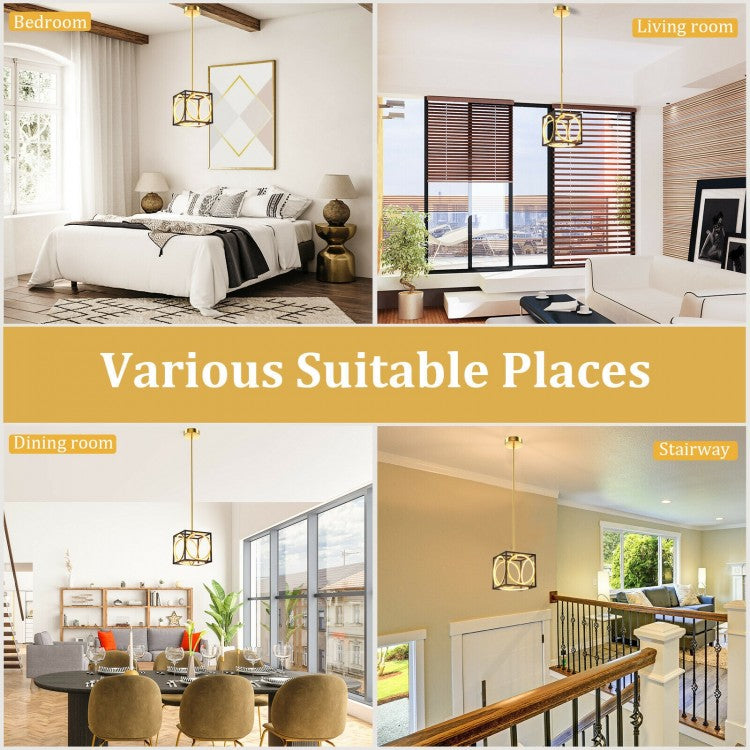 Stylish Modern LED Pendant Light with 42 Inch Adjustable Hanging Length - Golden