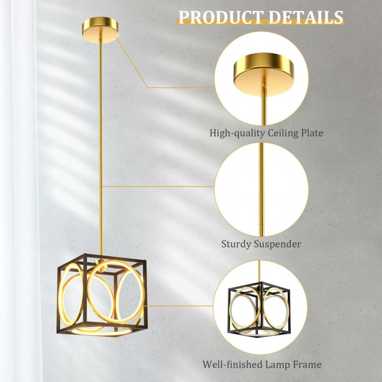 Stylish Modern LED Pendant Light with 42 Inch Adjustable Hanging Length - Golden