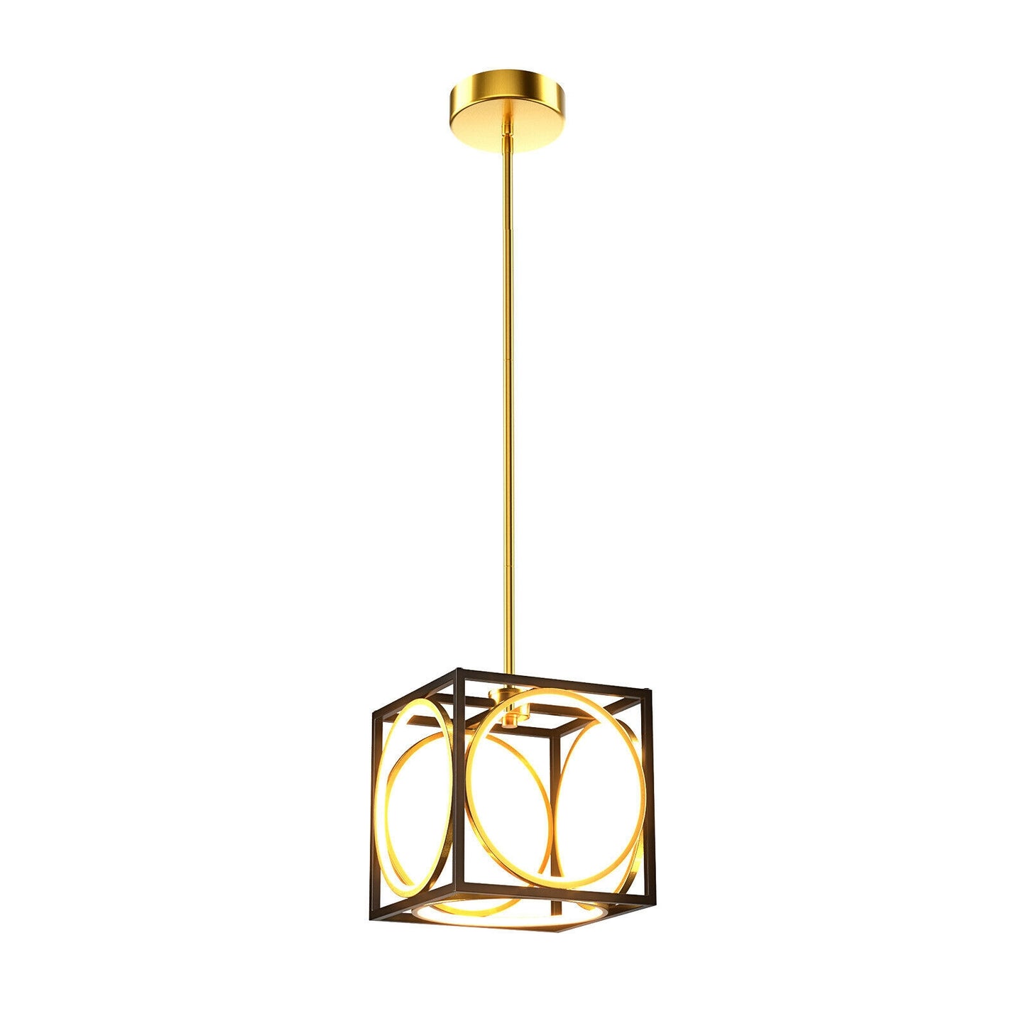 Stylish Modern LED Pendant Light with 42 Inch Adjustable Hanging Length - Golden