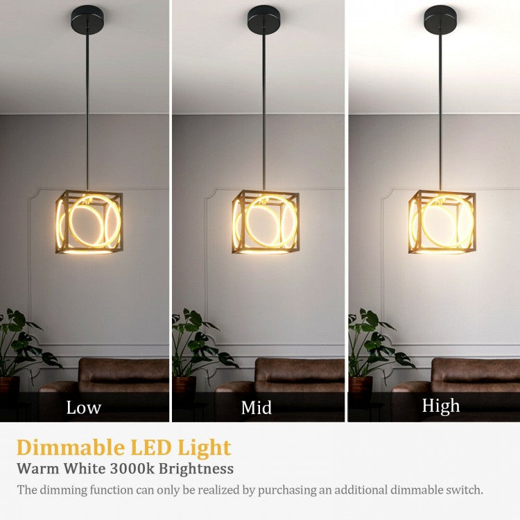 Stylish Modern LED Pendant Light with 42 Inch Adjustable Hanging Length - Black