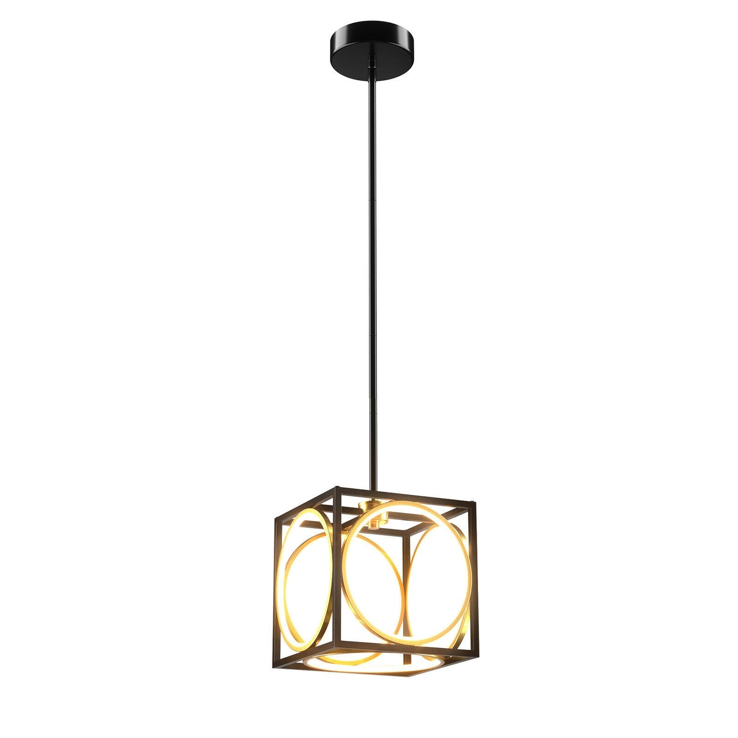 Stylish Modern LED Pendant Light with 42 Inch Adjustable Hanging Length - Black