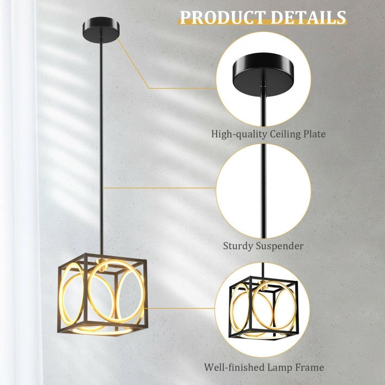 Stylish Modern LED Pendant Light with 42 Inch Adjustable Hanging Length - Black