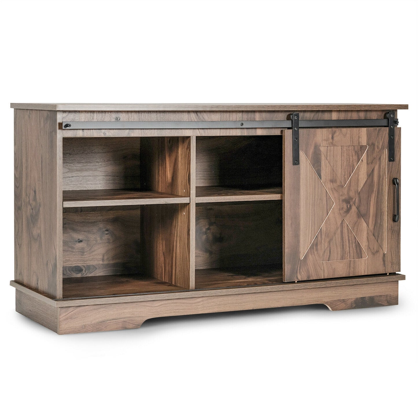 Farmhouse Sliding Barn Door TV Stand with Adjustable Shelf and Cable Management for TVs up to 50 Inch
