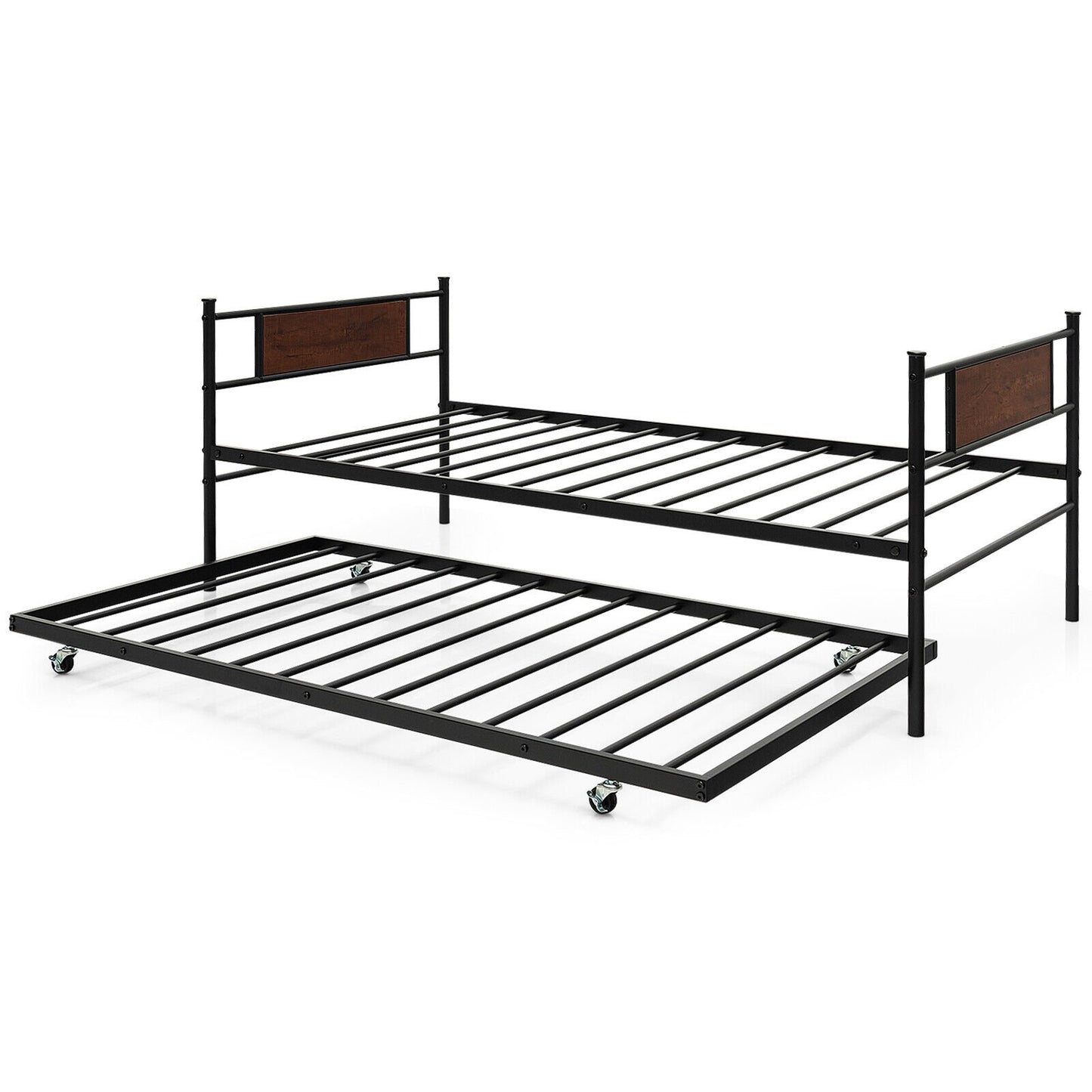 Modern Twin Size Daybed Frame with Pull-Out Trundle for Extra Sleeping Space