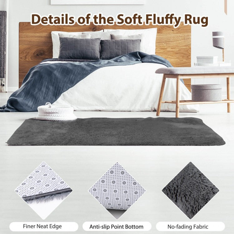 4x6 Feet Soft Shag Rug with Anti-Slip Grip – Grey
