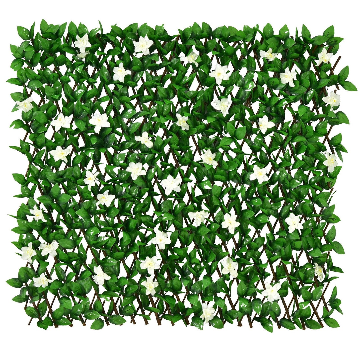 4 Piece Expandable Artificial Hedge Fence with Flowers – Privacy Screen for Indoor & Outdoor Use