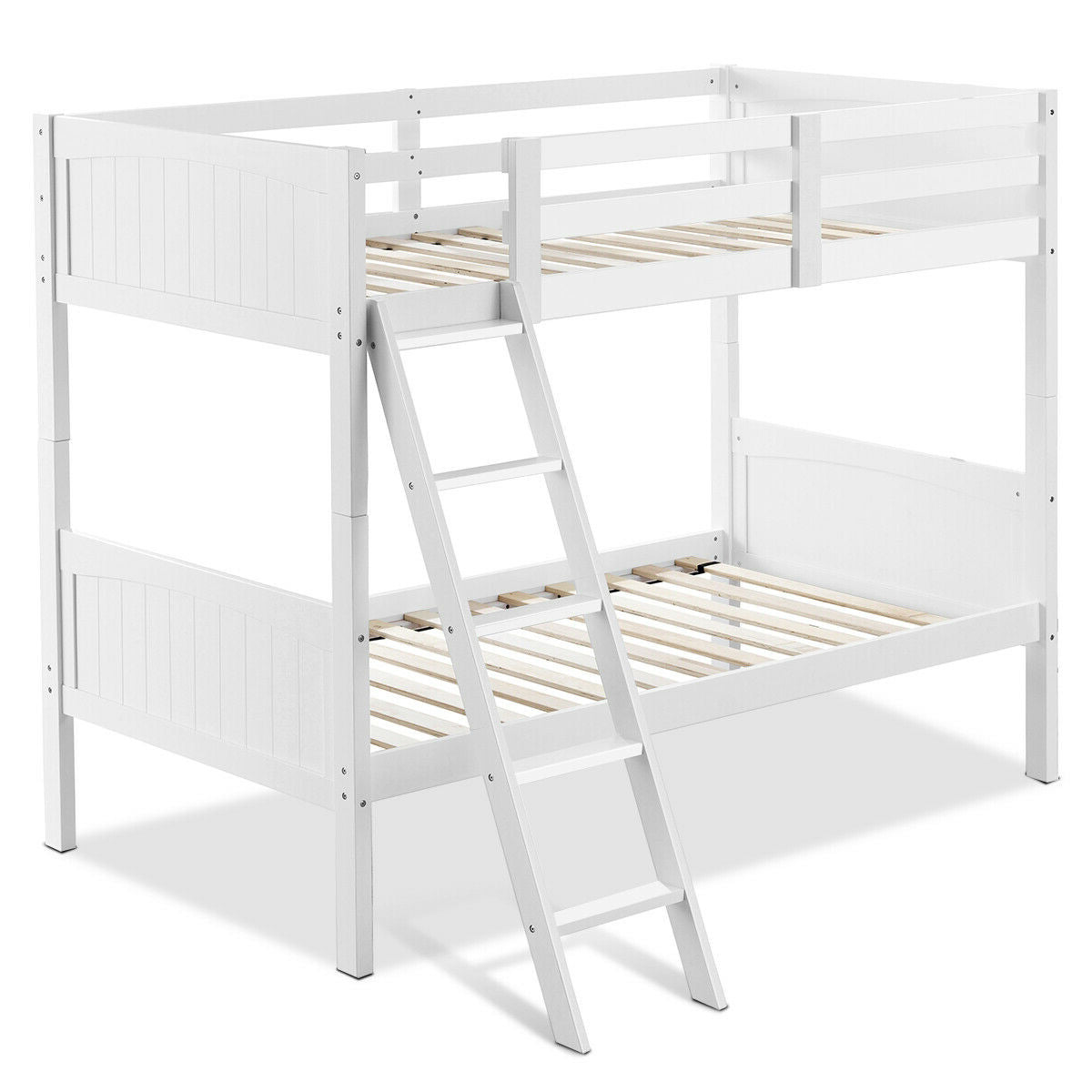 Convertible Twin Bunk Bed to 2 Individual Wooden Beds - White