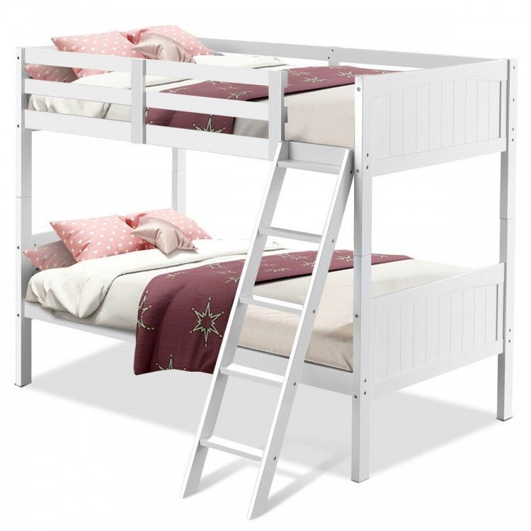 Convertible Twin Bunk Bed to 2 Individual Wooden Beds - White