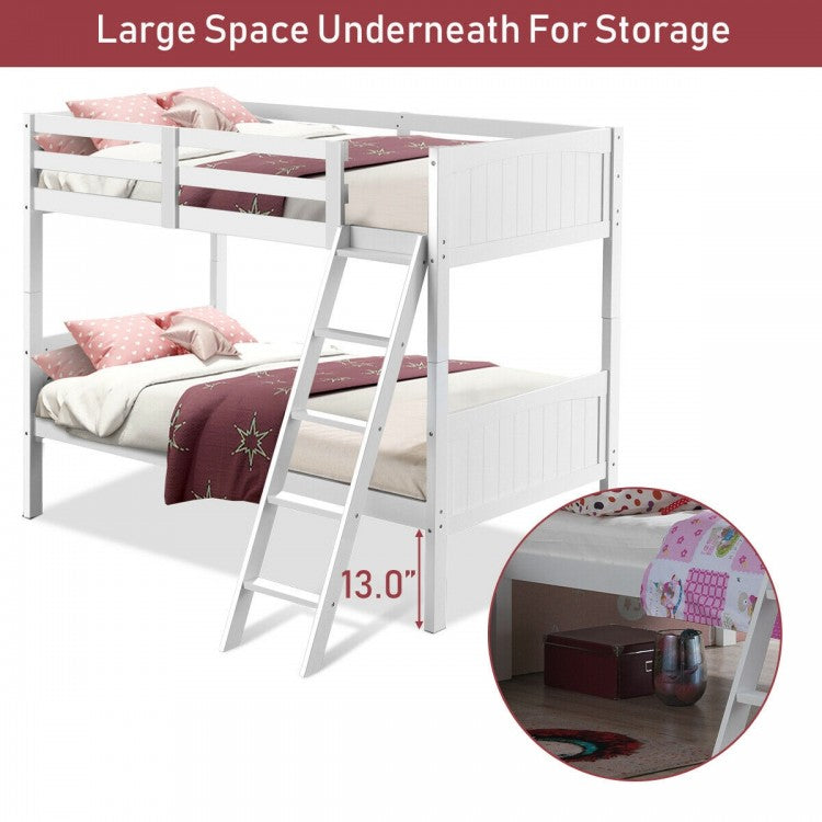 Convertible Twin Bunk Bed to 2 Individual Wooden Beds - White