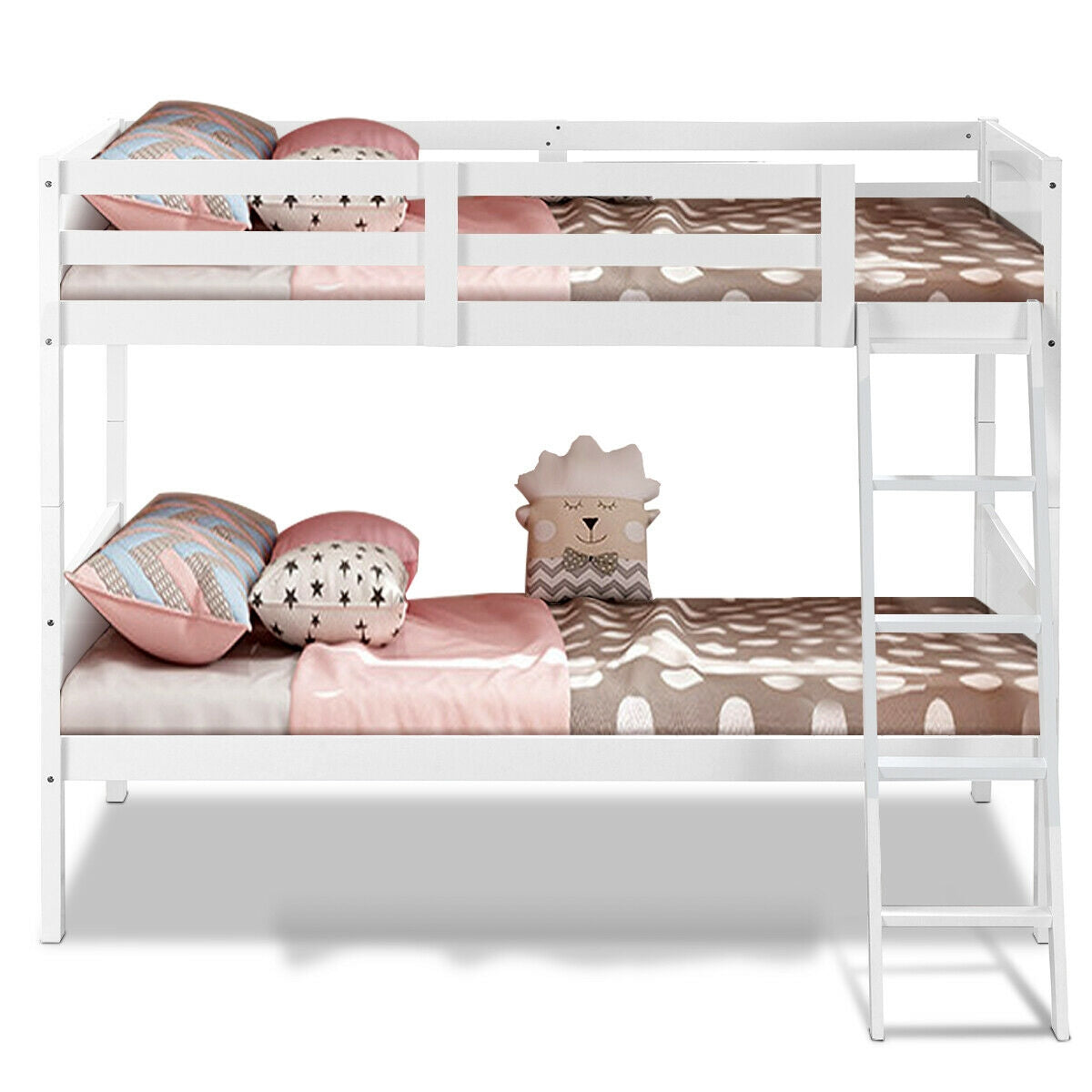 Convertible Twin Bunk Bed to 2 Individual Wooden Beds - White